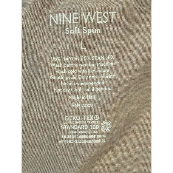 Nine West Soft Spun T-Shirt Tan Solid Short Sleeve V Neck Relaxed Fit Women L - Picture 3 of 3